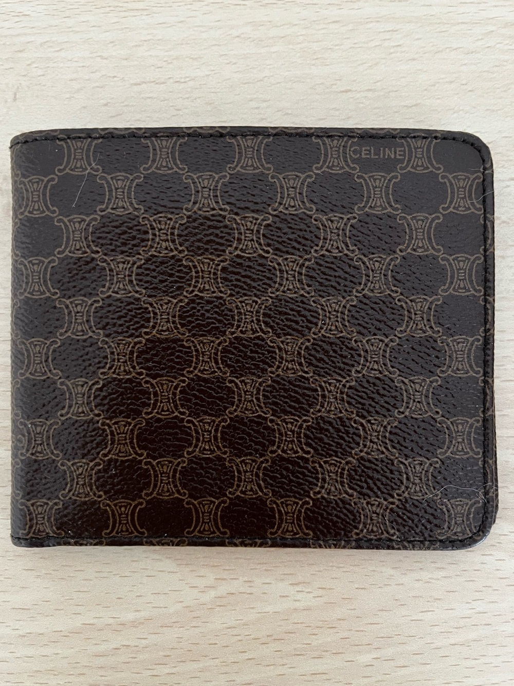 Vintage Men Celine Macadam Brown Triomphe Bifold Wallet Late 90s Vintage Italy